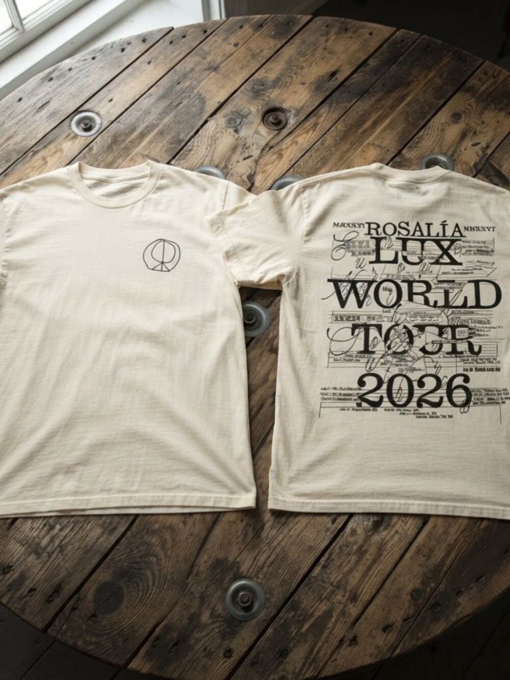 Rosalia ''LUX World Tour 2026' Graphic Cream T-Shirt Concert Merchandise